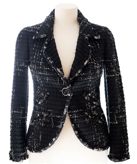 black chanel blazer|chanel blazer material.